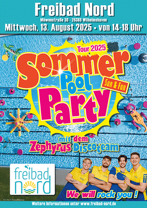 Plakat Sommerpoolparty im Freibad Nord